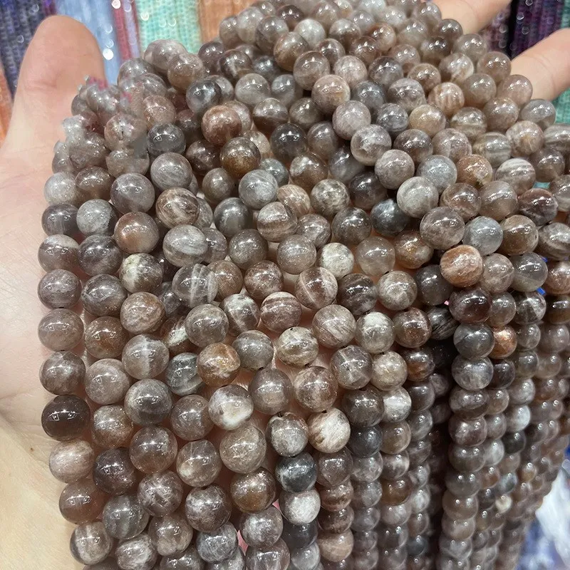 

1string loose beads Maillard sunstone round 6/8/10mm nature for DIY making jewelry necklace 38cm FPPJ wholesale