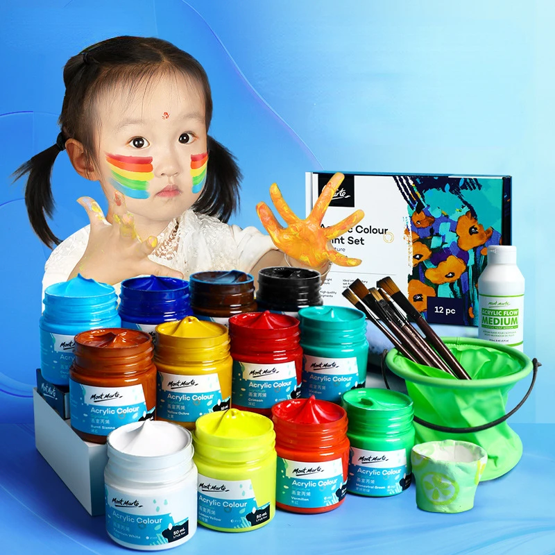 Colour Block Acrylic Paint Set - 12pc