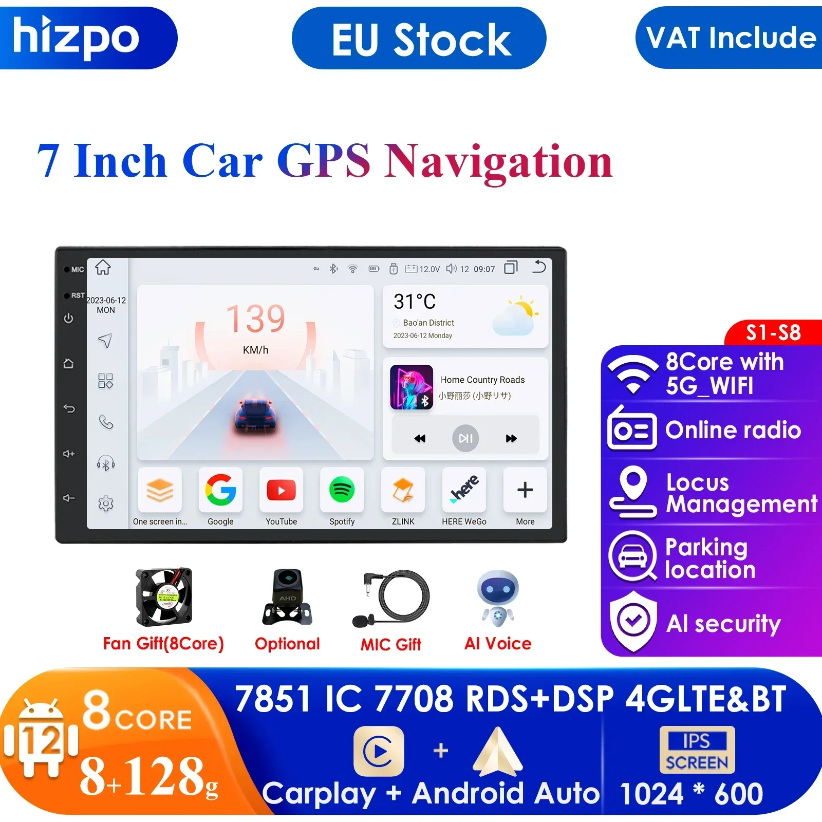 Autoradio 2 Din 7 ''Lettore Multimediale Android Gps Wifi Lettore Bluetooth Per Autoradio Universale Navigazione Video Stereo Swc Wifi