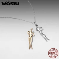 WOSTU – collier avec pendentif en argent véritable 925 pour couple, collier bicolore en argent et or pour lui et pour elle, cadeau de saint valentin 5