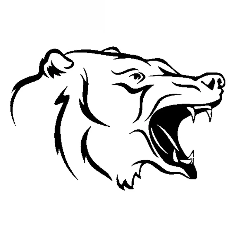 Bear Hunting Animal Head Creative High Quality Car Applique Personality Pvc Waterproof Applique Black/White, 15Cm*10Cm