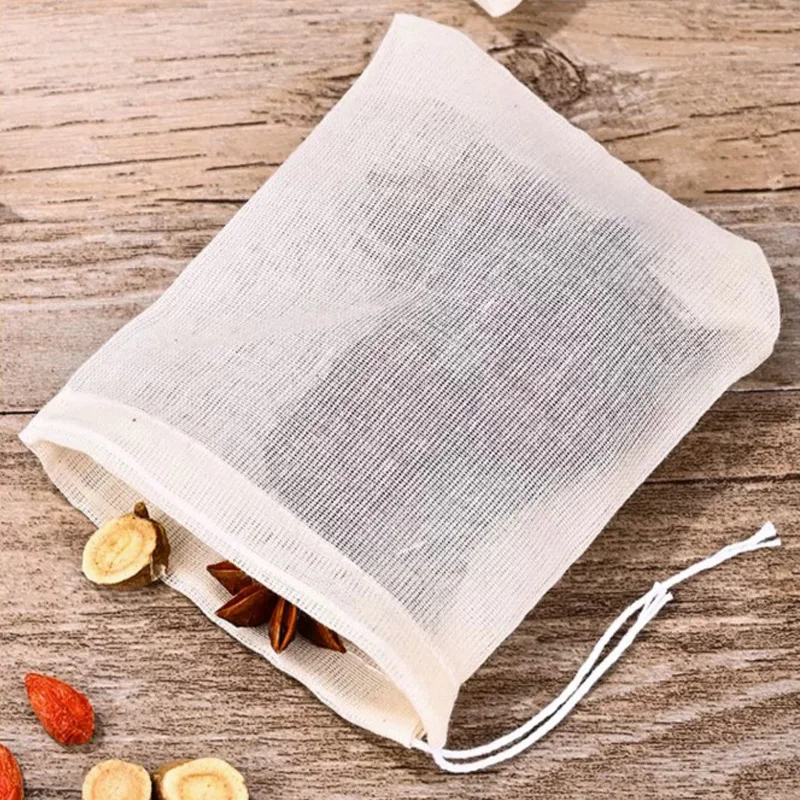 Multifunctional Cotton Drawstring Strainer Reusable Chinese Medicine Filter Bag Kitchen Soup Bag Tea Bags 20pcs/lot tea strainer,disposable tea bags,disposable tea filter bags