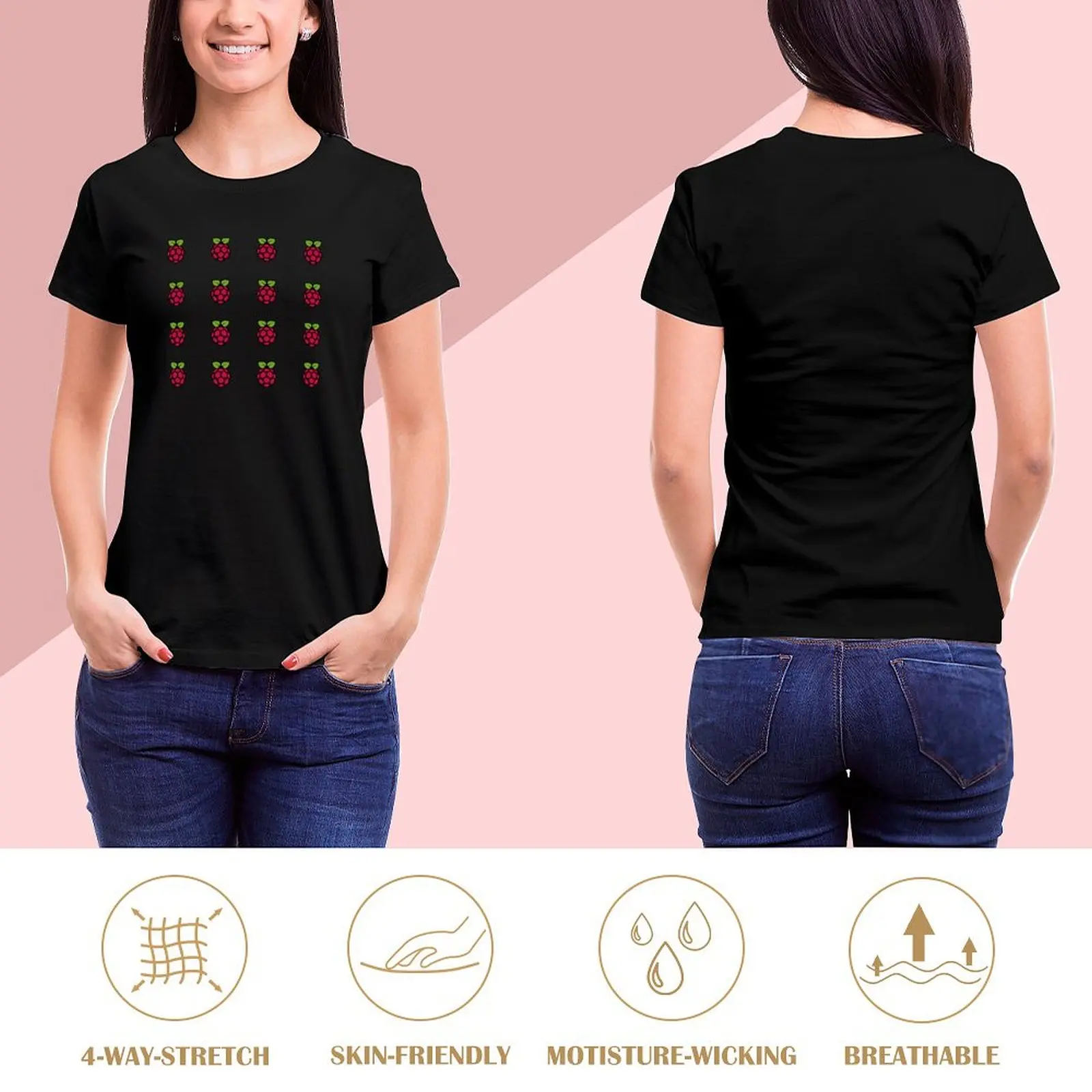 raspberry pi muti T-shirt Short sleeve tee summer top shirts graphic tees plain t shirts for Women