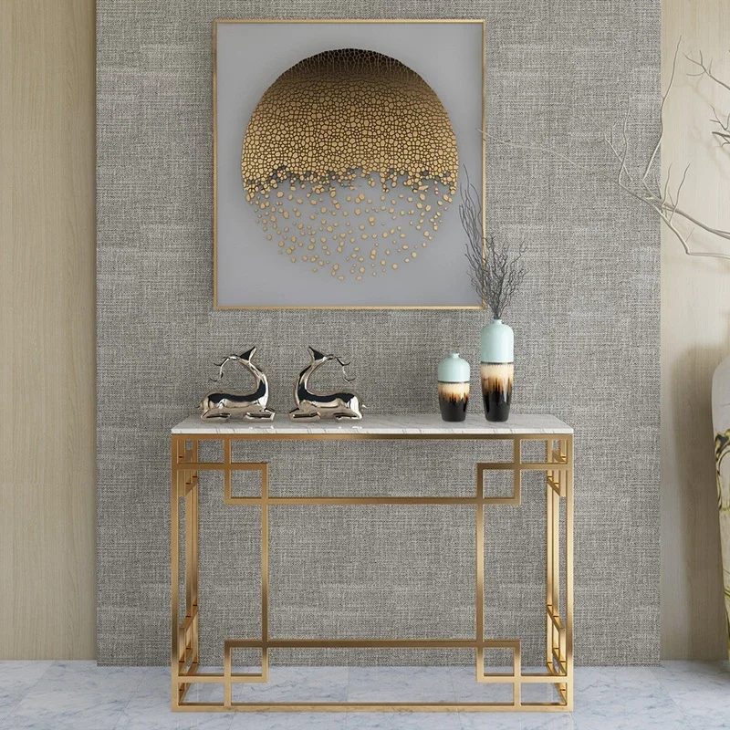 

Nordic Marble Console Table For Lobby Luxury Entrance Narrow Bedside Table Household Living Room Waterproof Corner Table 80cm