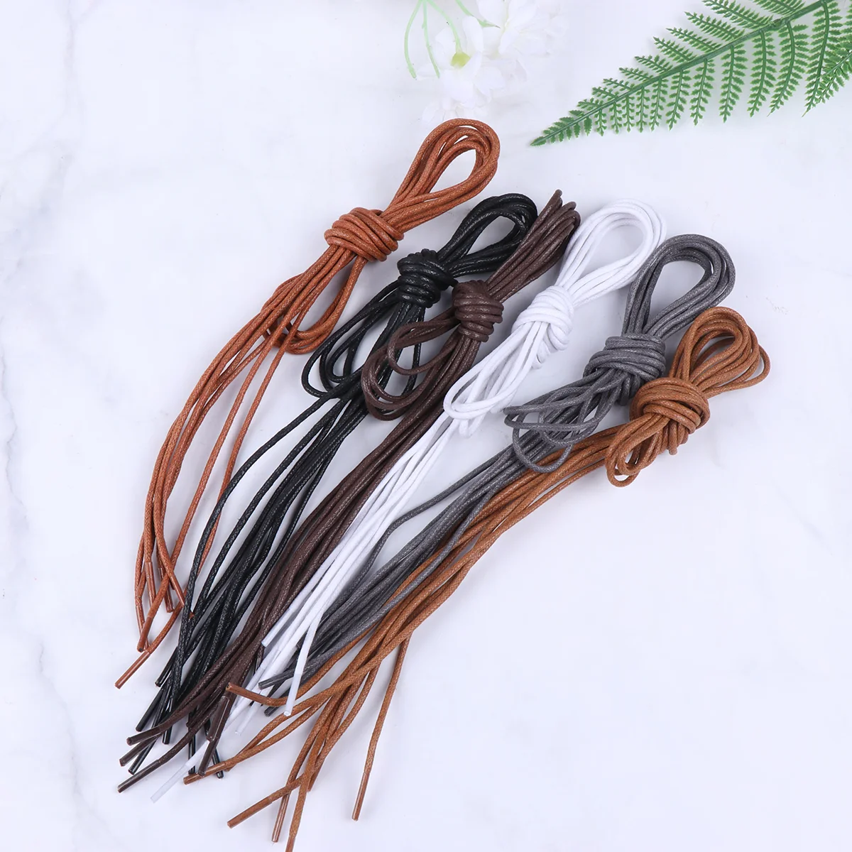 

10 Pairs Shoe Laces Waxed Shoelace Thin Shoes Accessories Casual Round White Cord