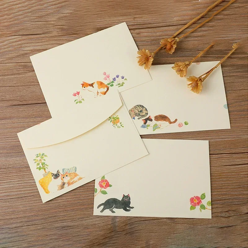 Kawaii Cat Envelopes 10pcs/set for Letter Pads Cute Paper Envelopes DIY Wedding Party Invitation Card Cover Gift Wrap Stationery