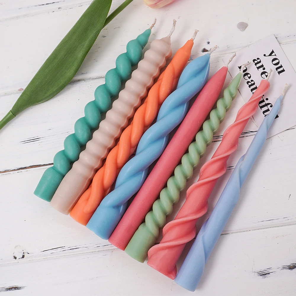 Elegant Spiral Taper Candle Silicone Mold