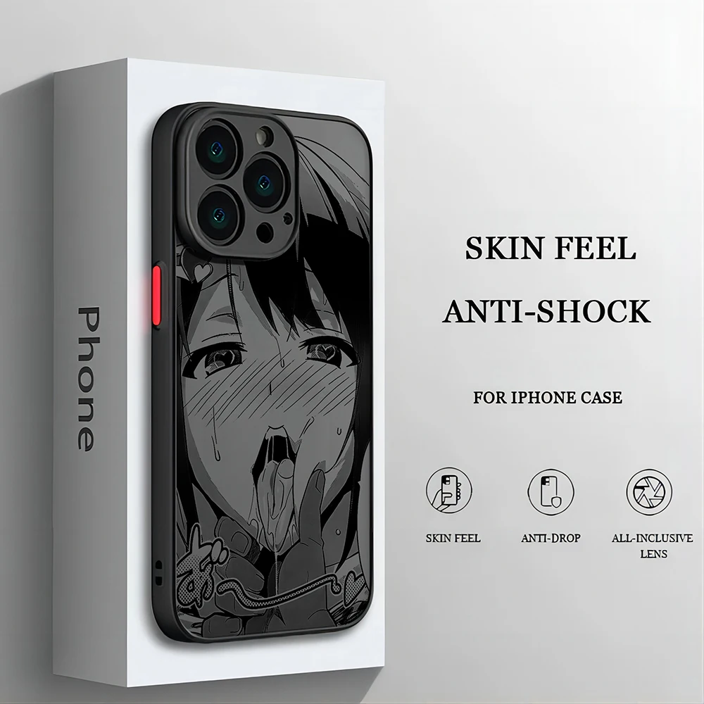 thumbnail image 1 of Funda de teléfono de Anime de tendencia de chica Linda para iPhone 15 14 13 12 11 Mini Pro Max X XR XSMax 7 8 Plus, cubierta transparente mate a-ahegaos, 1 of 5