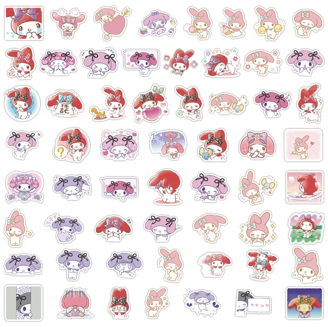 Mymelody Kuromi Anime Cartoon Cute Sticker Decoration Laptop Hand Account  Water Cup Stationery Diy Material Waterproof Stickers - Sticker - AliExpress