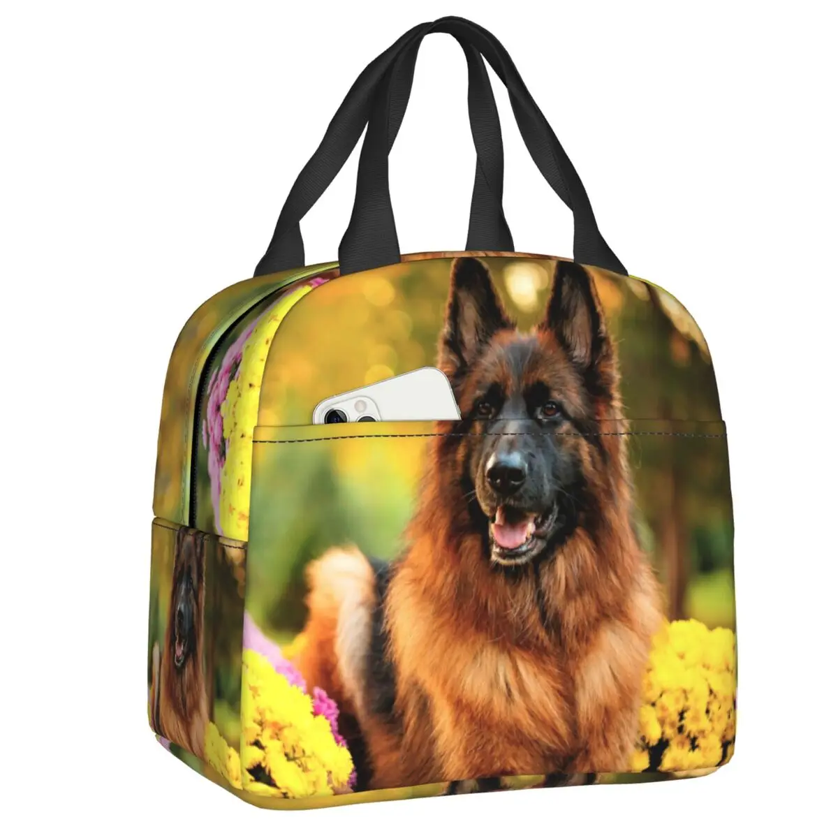 

Cute German Shepherd Dog Resuable Lunch Boxes for Women Animal Thermal Cooler Food Insulated Lunch Bag Kids School Children