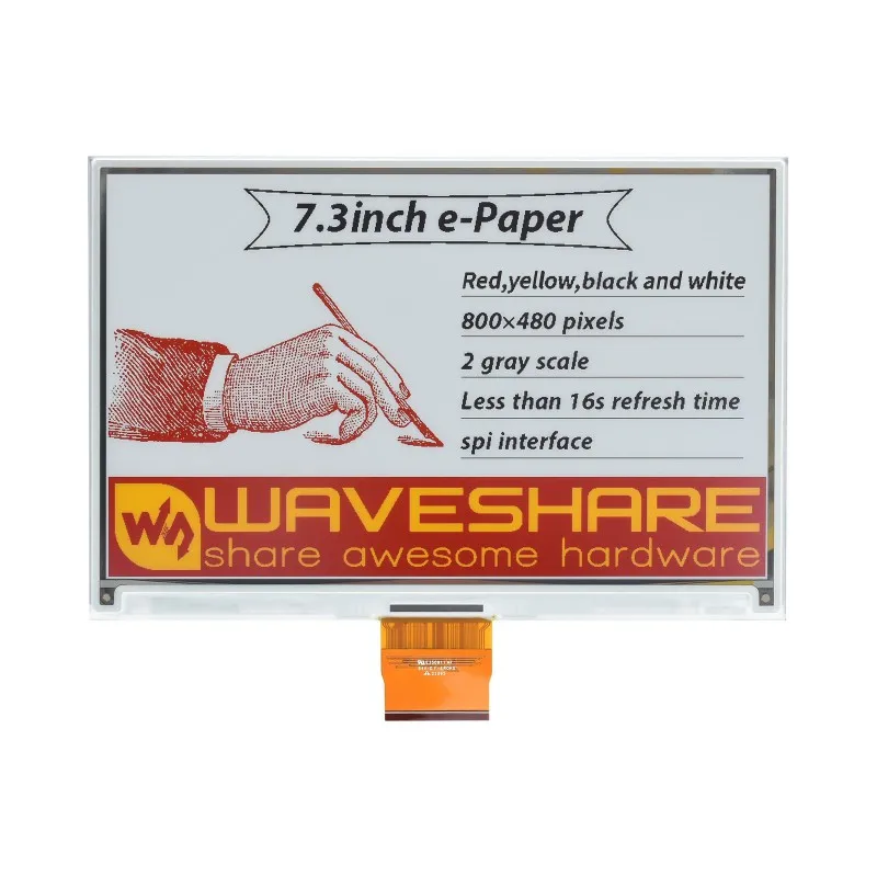 Waveshare   Eũ ÷  HAT,   4B, 3B +,  800  480 ػ SPI ũ г, 4 , 7.3 ġ