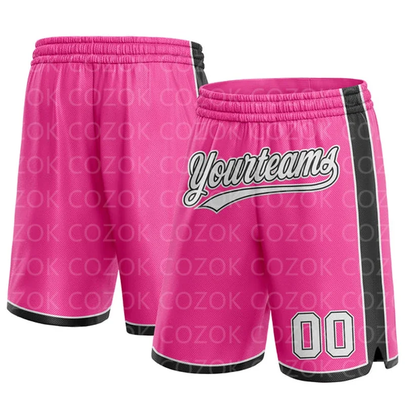 

Custom Pink Authentic Basketball Shorts 3D Printed Men Shorts Name Mumber Quick Drying Beach Shorts