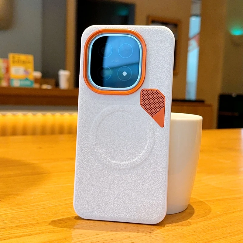 Premium Magnetic PU Leather Case with Lens Protection and Heat Dissipation