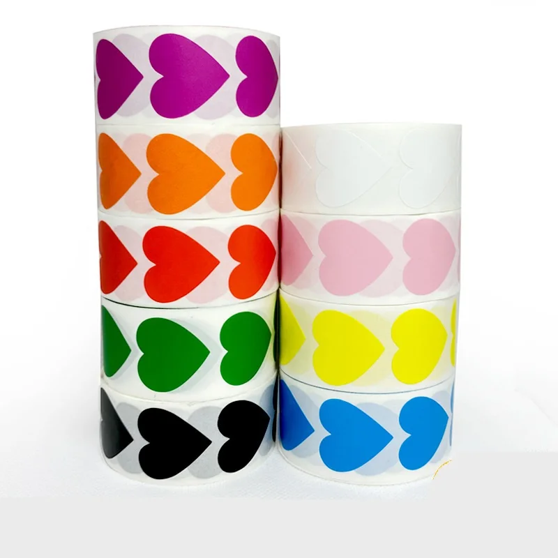 

500pcs/roll Colorful Heart Circle Stickers Doodling Decals DIY Toys for Children Kids Package Seal Labels Book Laptop Stickers