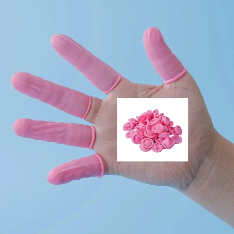 20/50Pcs Disposable Finger Cover Natural Rubber Gloves Non-slip Latex Finger Cots Fingertips Protector Gloves Nail Tool