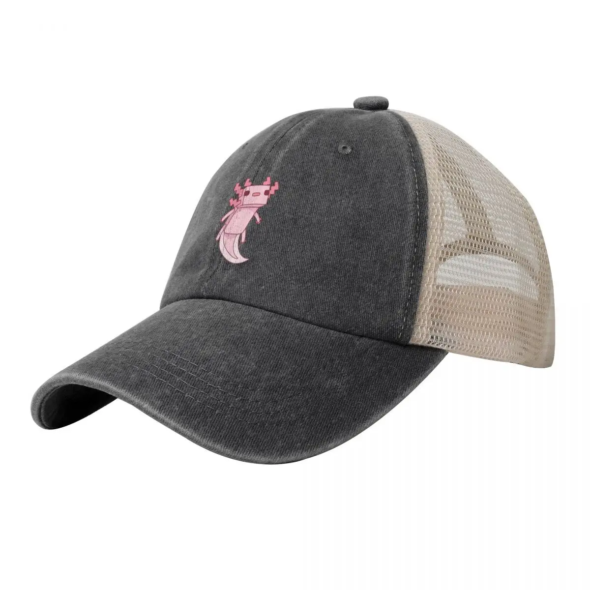 

Pixel Axolotl Cowboy Mesh Baseball Cap Big Size Hat Fishing cap Sunscreen Men's Luxury Women's