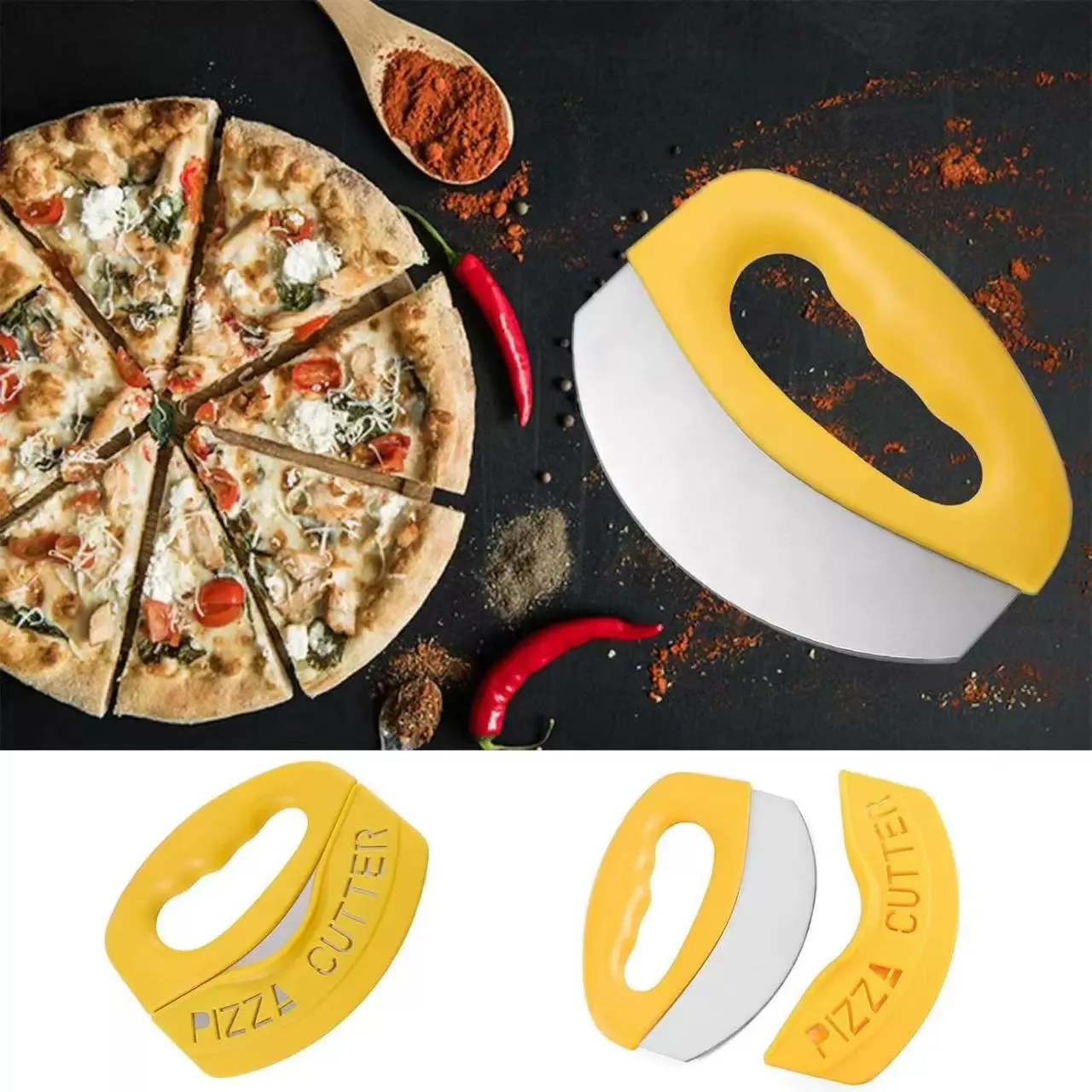 Stainless Steel Semi-Circle Pizza Cutter 1