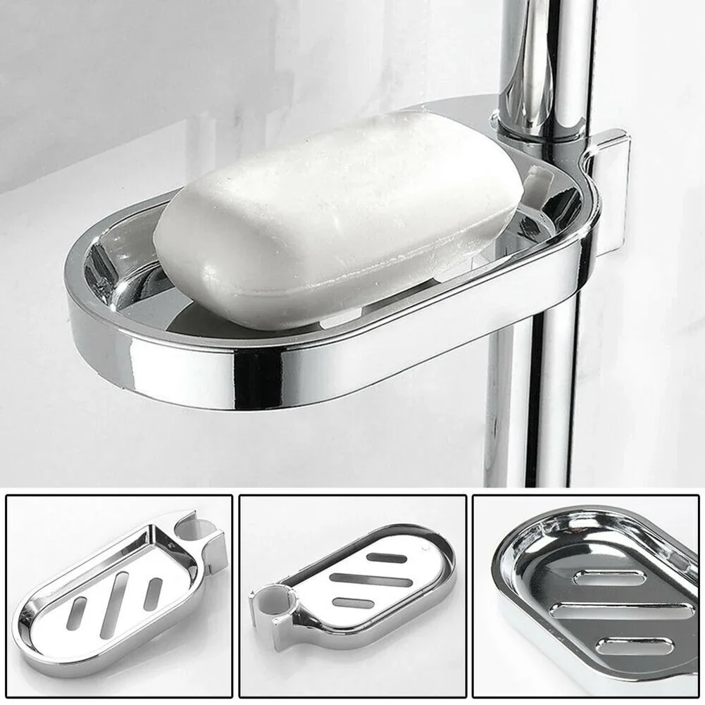 Description Picture 2 of item24/25mm Plastic Shower Rail Soap Dish Box Soap Holder Shower Rod Slide Bar ABS Chrome for Sliding Bar Bathroom Tray