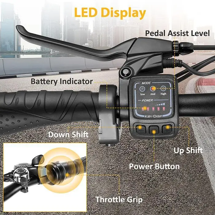 26inch 350W E-bike Bicycle Adult Electric Mountain Bike Disc Brake Lithium Battery 7 Speed Gear Pedal Assistance Bike, E-bikes 4