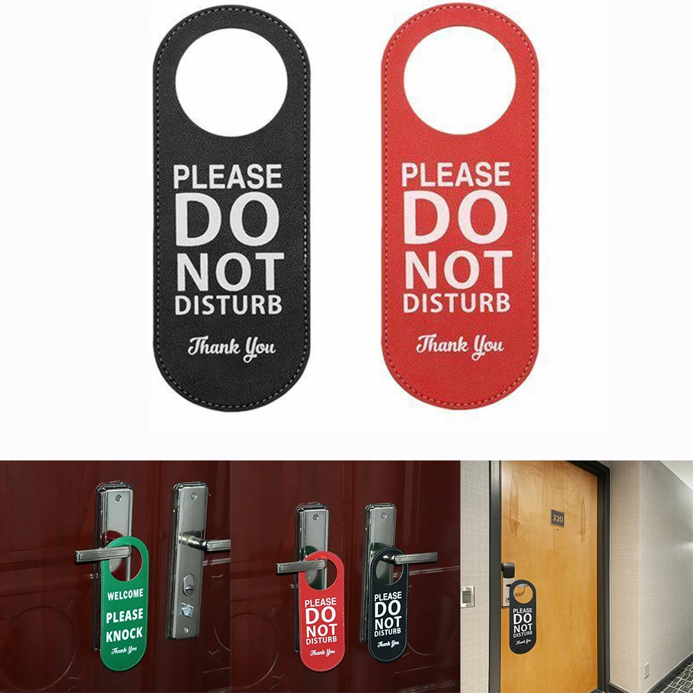 1pcs Do Not Disturb Door Tags Door Sign  Bar Hotel Mall Office New Beautiful Black Green Red Hanging Tag Leather