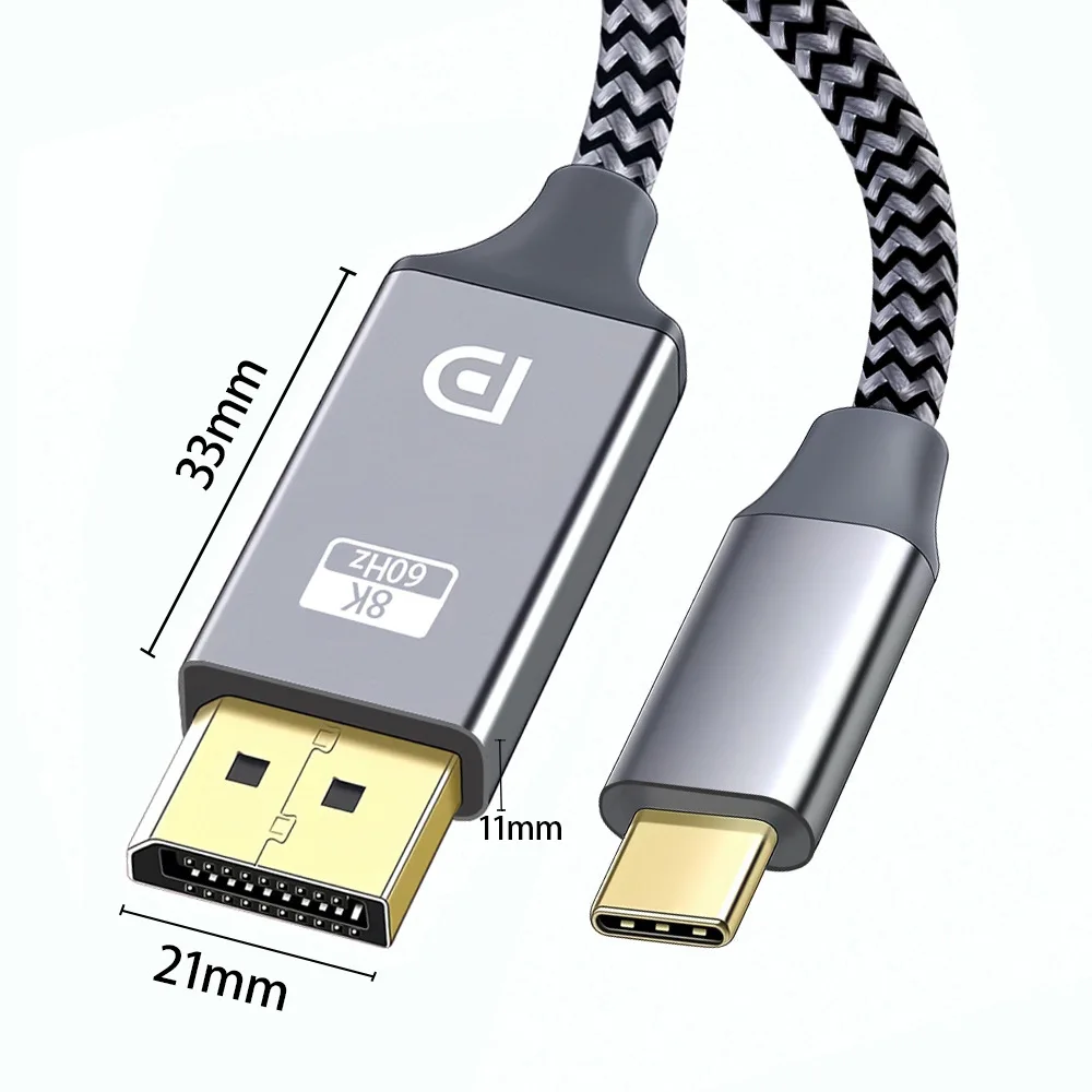 USB C에서 디스플레이포트 1.4 케이블 어댑터, 디스플레이포트 인터페이스 어댑터 컨버터, C 타입에서 DP 1.4 케이블, 알루미늄 합금, 8K, 60Hz