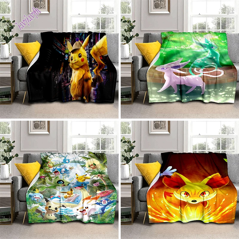 Pokemon Pikachu Anime Blanket Cover Sofa Cartoon Blankets for Kids