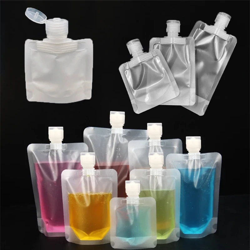 12 24pcs 20ml 30ml suction nozzle spout pouches plastic bags sealed juice storage beverage drink pouch liquid bag suction bag 12/24pcs 20ml 30ml 50ml 100ml Lotion Makeup Packaging Bag Cosmetic Shampoo Suction Bag Spout Pouch Empty Squeeze Travel Bottle