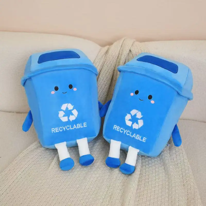 Hot 1pc 30cm Simulation New Recyclable Garbage Bin Pillow Filled Plush Toy Cartoon Anime Cute Children's Birthday Gift Fun Doll