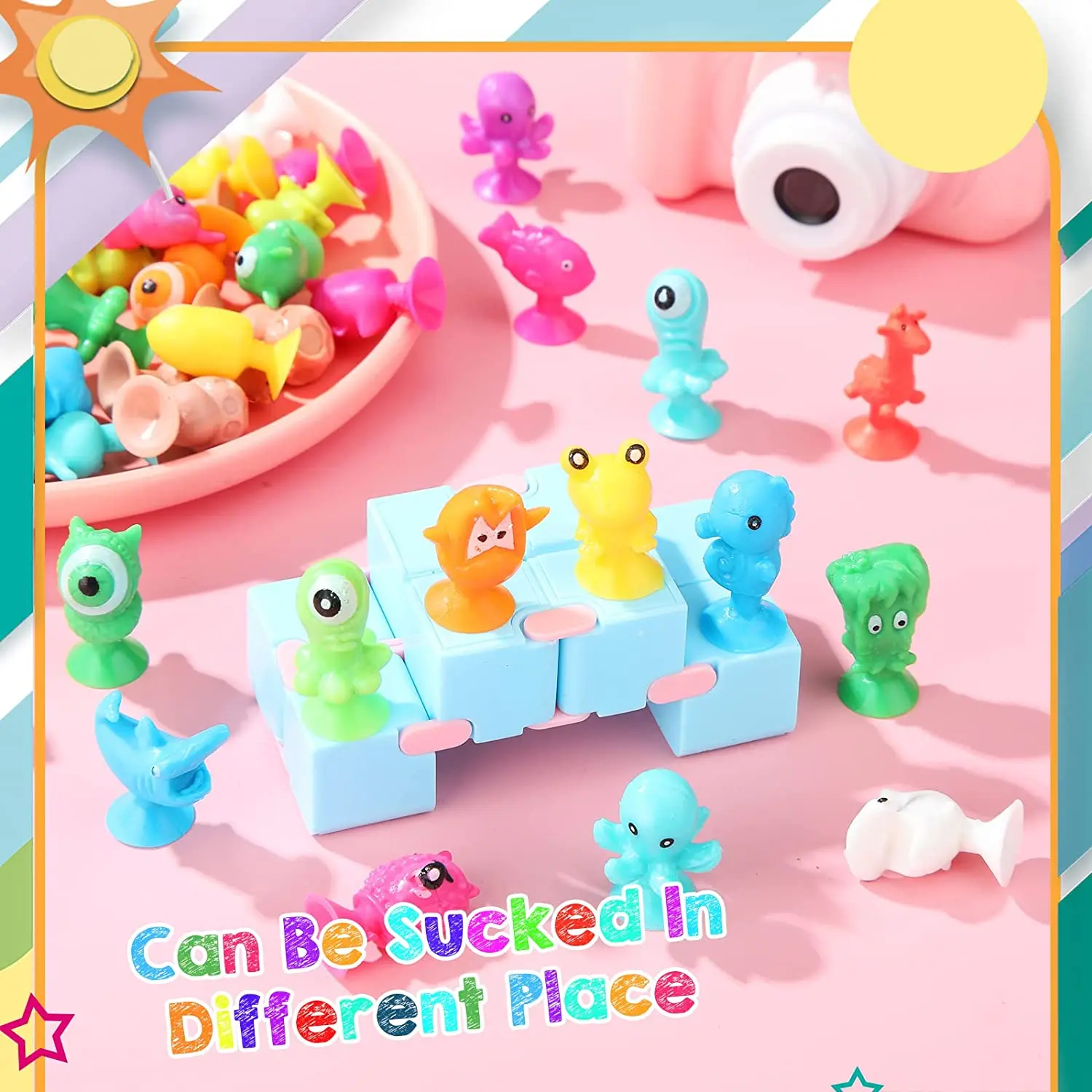 10/20/50pcs/lot Mini Sucker Dolls Marine Land Strange Animal Cupule Suckers kids Action Toy Capsule Model Suction Cup Puppets 3