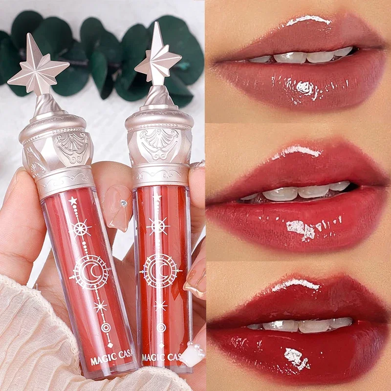 

Heallor Little Star Mirror Water Lip Gloss Waterproof Lasting Non-stick Cup Sexy Red Liquid Lipsticks Moisturizing Lips Makeup C