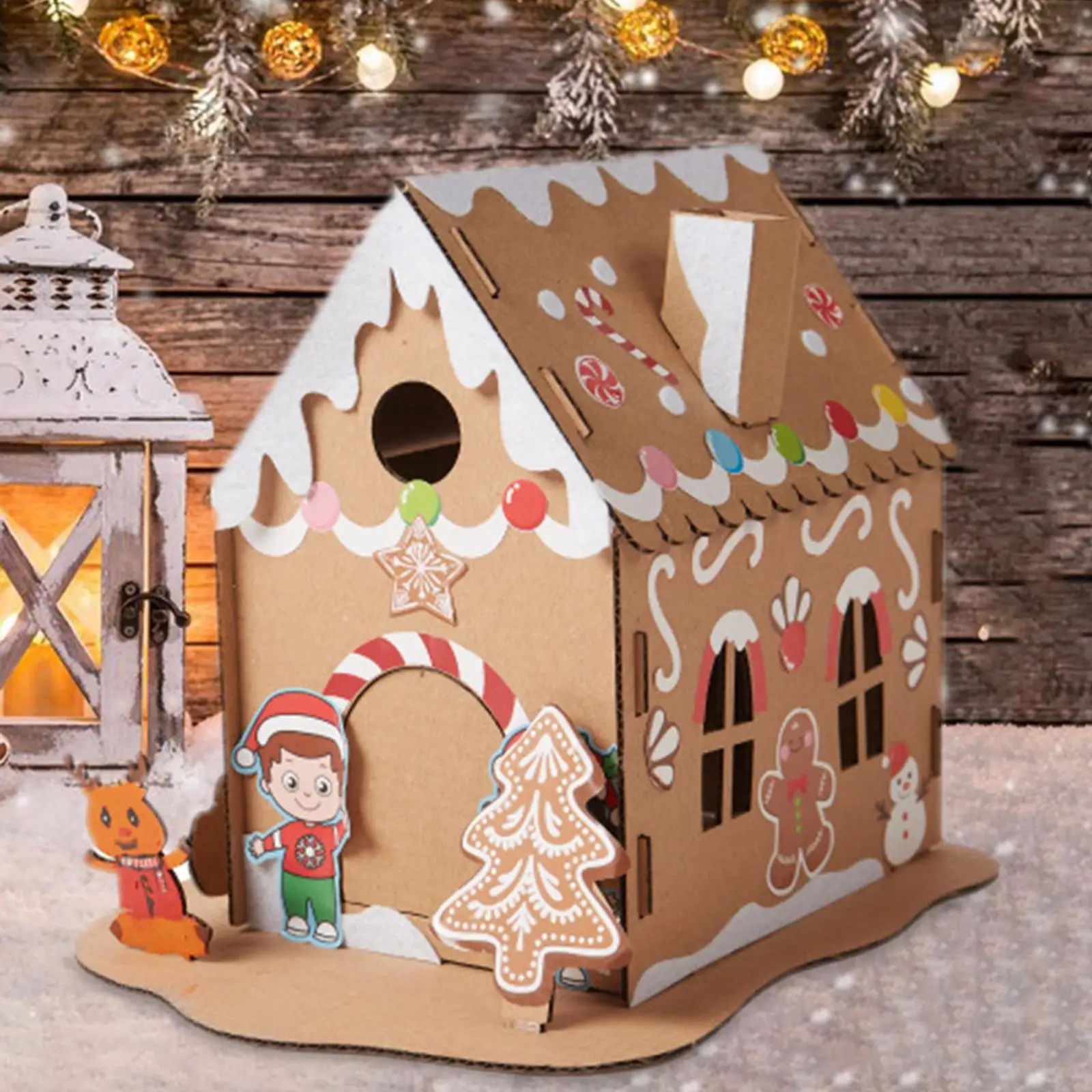 Christmas Cardboard House Kits Play Fun Indoor Outdoor Decorations Christmas 4