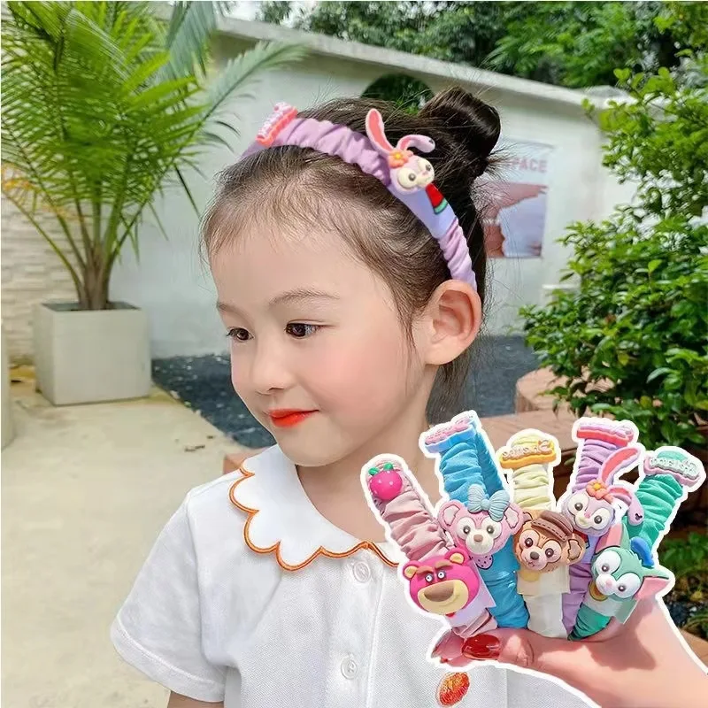 Pretty Color Fashion Hairband Pleated Animal Headband for Young Girls Gift Bowknot Hair Band Handmade Hair Hoop Accessories