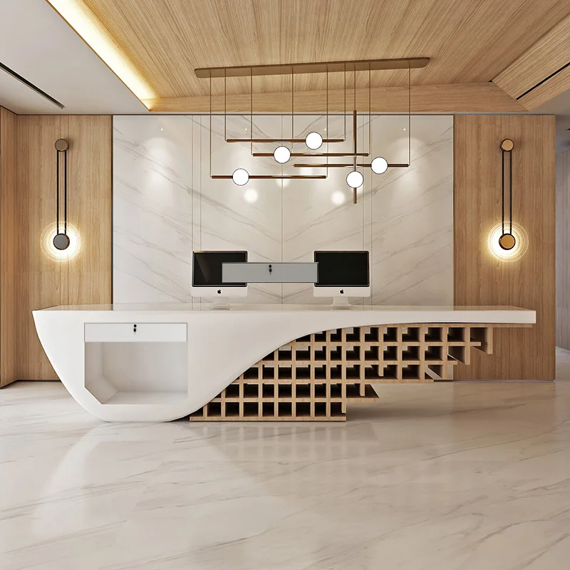 

Reception desk FRP Company bar High-end light luxury beauty salon cashier agency Creative service desk