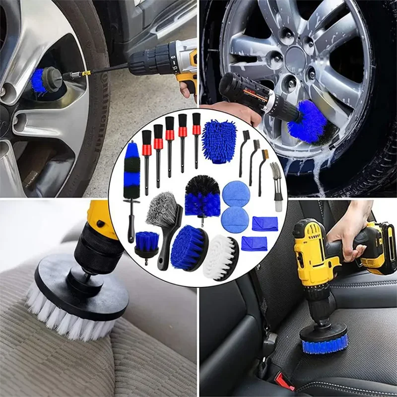 20 pieces of wheel and tire brush kit car detail drilling brush kit car washing and cleaning kit wheel brush tire rim cleaning tool