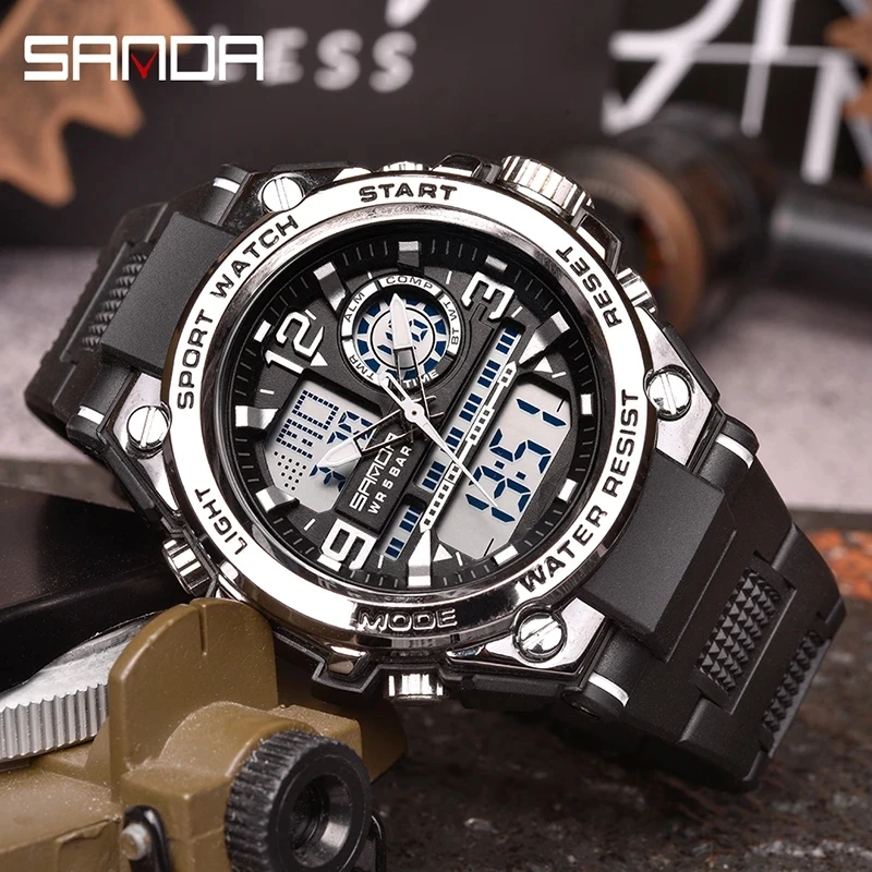 SANDA 6024 2023 Top Brand Men's Watches 5ATM Waterproof Sport Military Wristwatch Quartz Watch for Men Clock Relogio Masculino 6