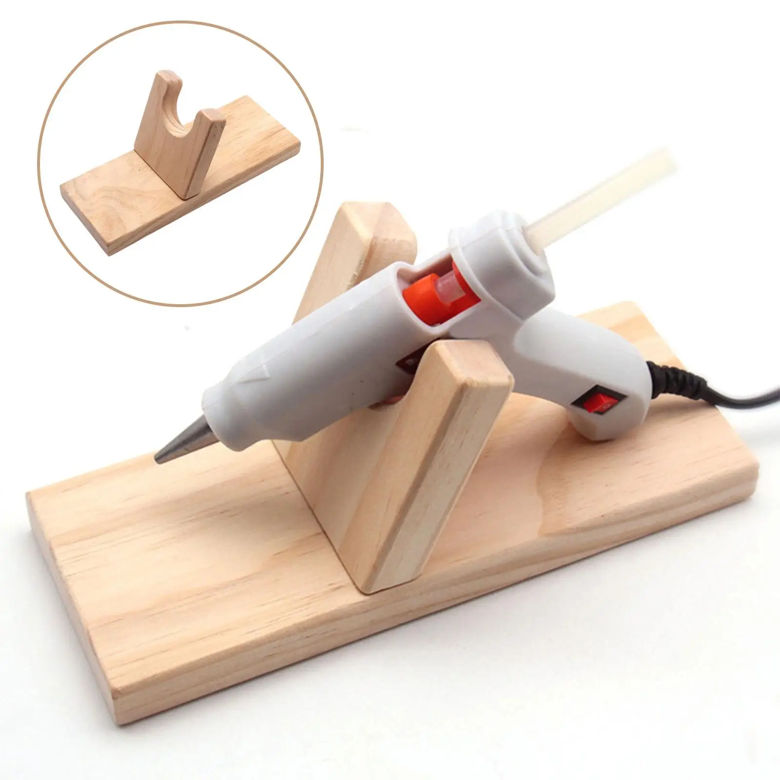 Hot Glue Gun Holder Hot Melt Glue Gun Support Stand Hot Glue Machine Base  Wood Rack