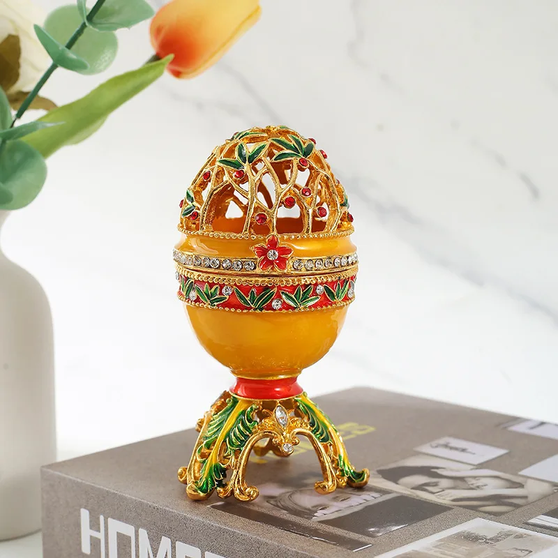 Exquisite Easter egg jewelry box, creative home decoration box ornaments enamel painted diamond metal arts and crafts gifts 3