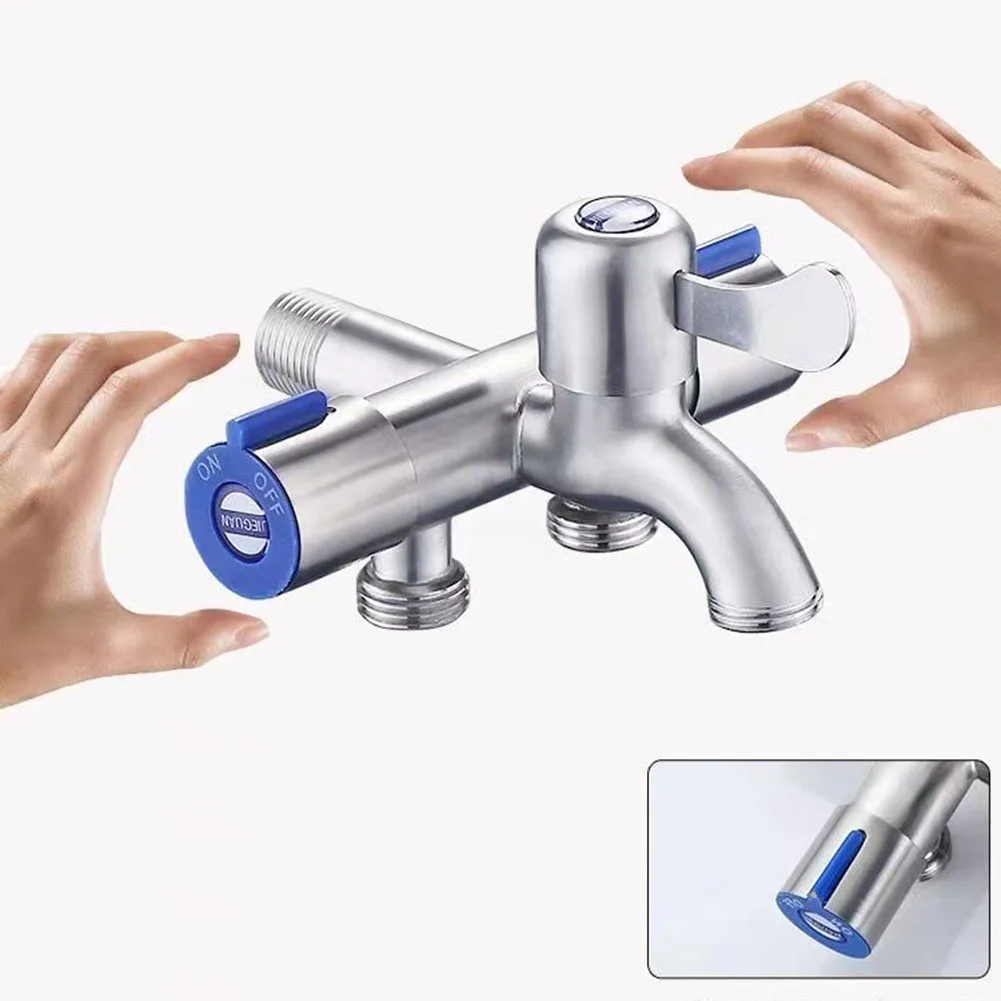 Bathroom Faucet Double Handle Dual Control Stainless Steel Cold Water Faucets Washing Machine Faucet Triangle Valves bathroom faucet washing machine faucet water tap faucet