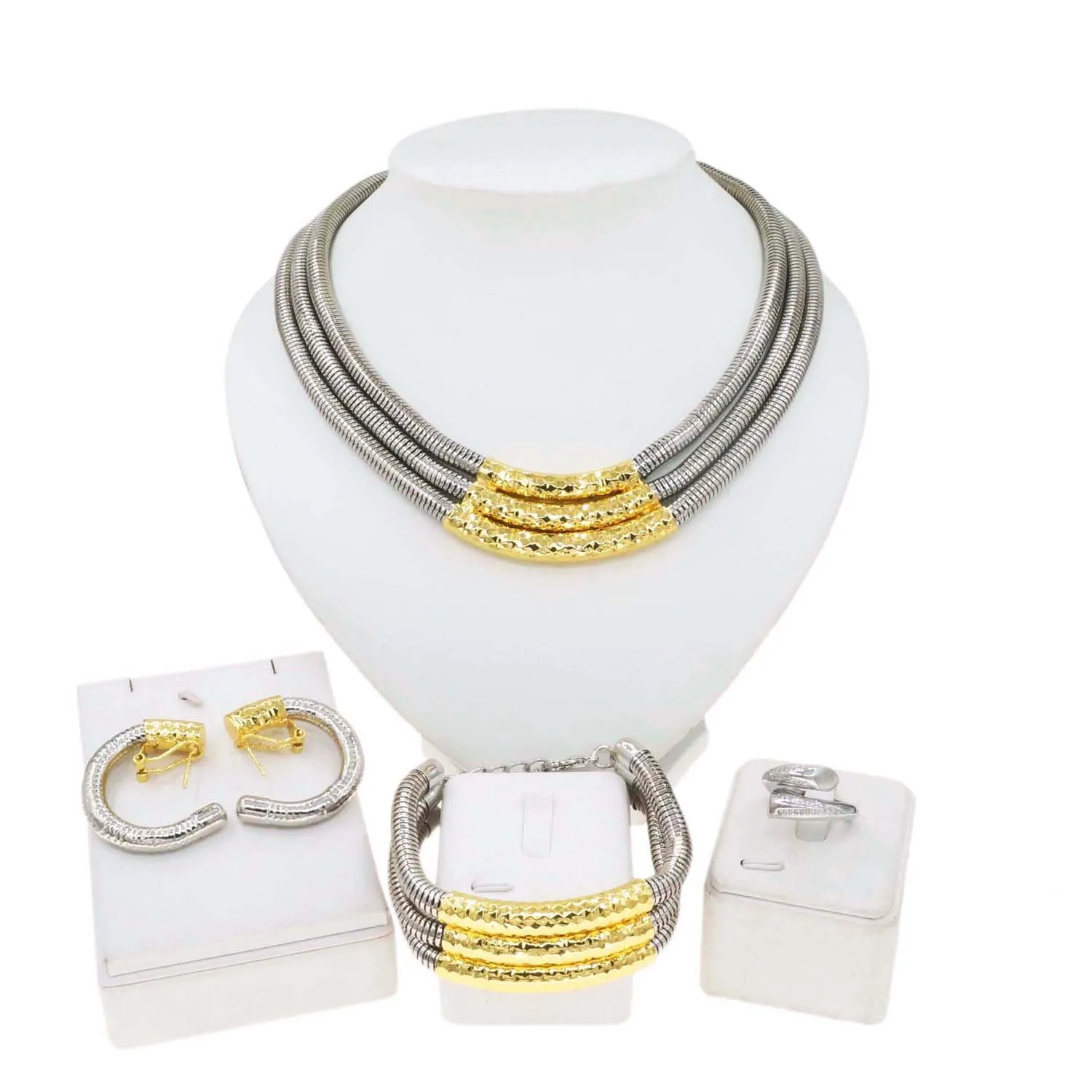 Yulaili Luxury Brazilian Jewelry Sets Gold Plated Collar Necklaces