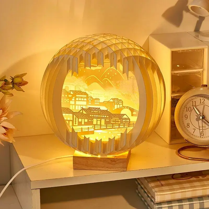 

Girls Niche High-end Creative Puzzle 3D Three-dimensional Night Light High-value Spherical Paper Carving Lamp