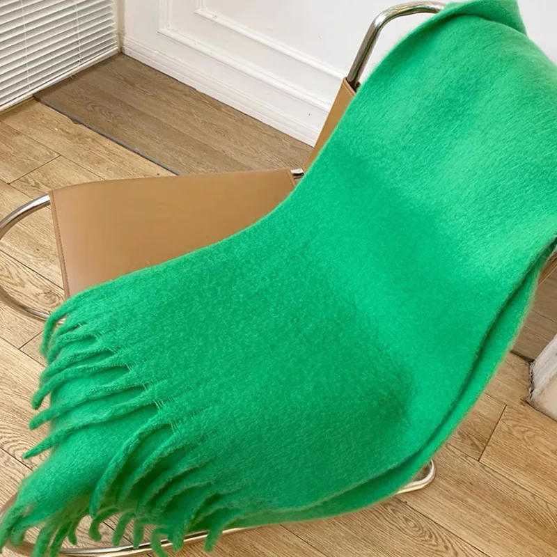 Fashion Women Thick Shawl Wraps Scarf Winter Warm Solid Color Pashmina Blanket Long Tassel Hijab Stoles Bufanda Mujer 4