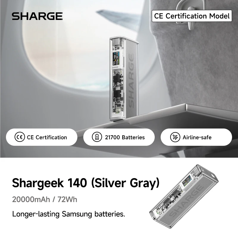 スマホアクセサリー SHARGE Shargeek 140 Power Bank 20000mAh Shargeek 140 Power Bank 140w Output 20,000 mAH Portable