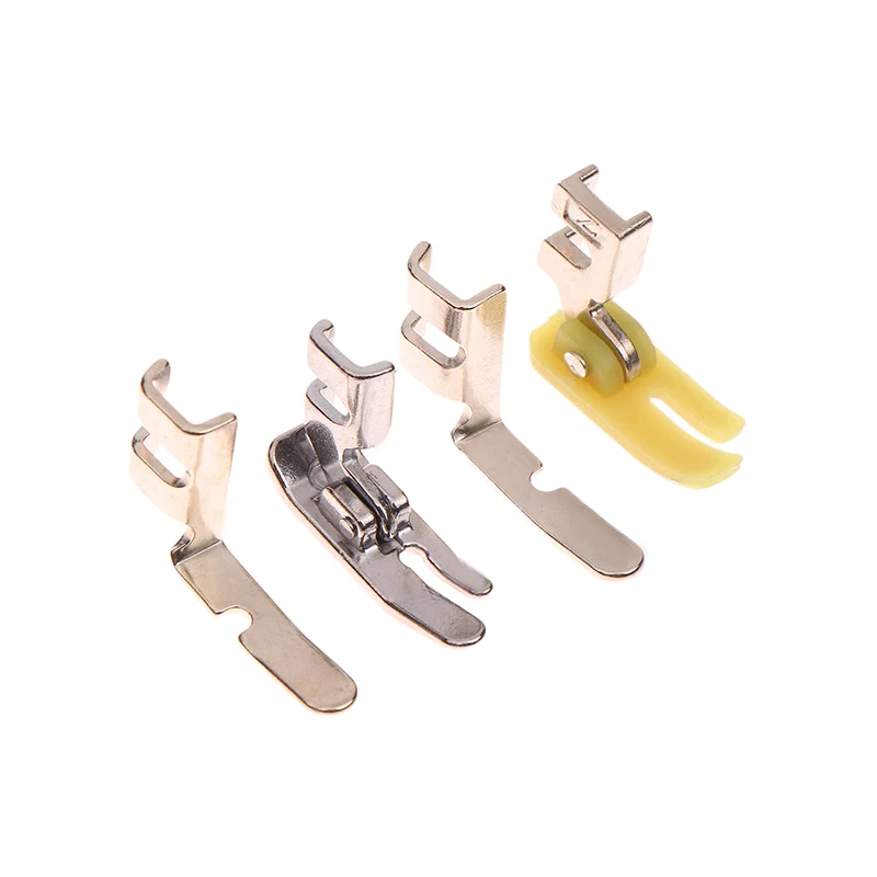 4Pcs Old Sewing Machine Zipper Presser Foot Set (Iron Presser Foot Plastic Foot Left Hole And Right Hole Single Side)