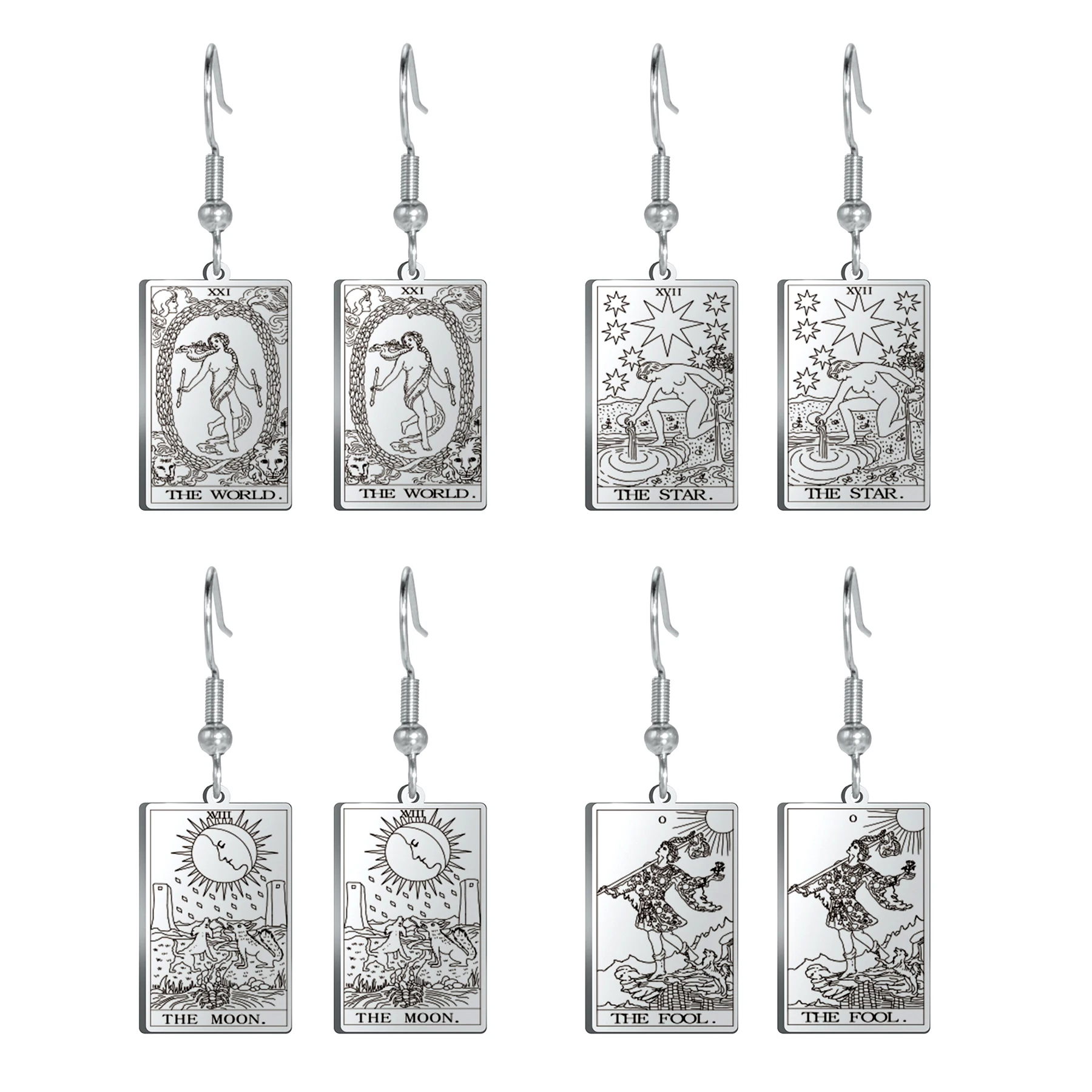 Новинка 2021 классические серьги в виде карт Таро из нержавеющей стали для женщин