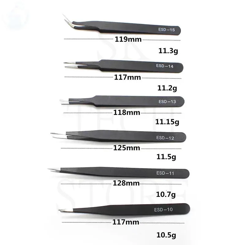 6PCS ESD Precision Tweezers Set