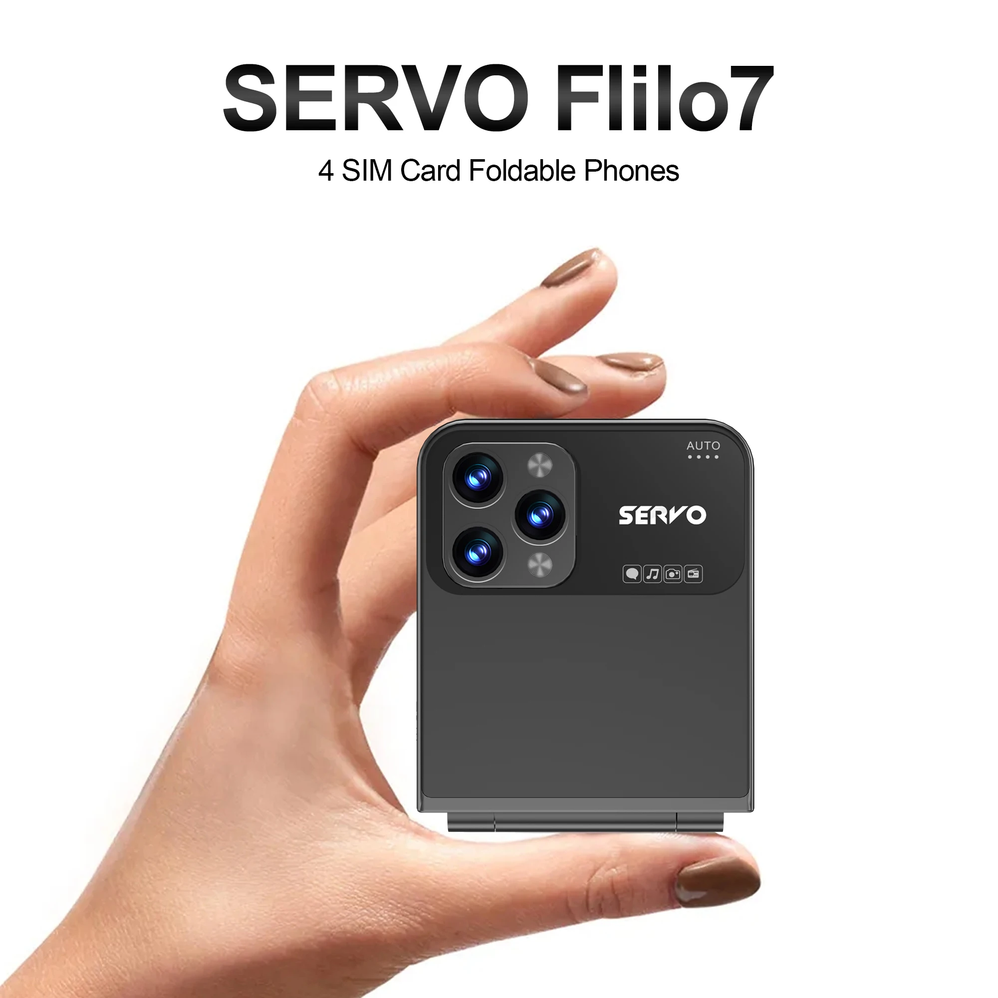 SERVO Flilo7 Four SIM Flip Mobile Phone 2.6'' Screen Auto Call Record Speed Dial Magic Voice Blacklist FM Type-C Foldable Phones