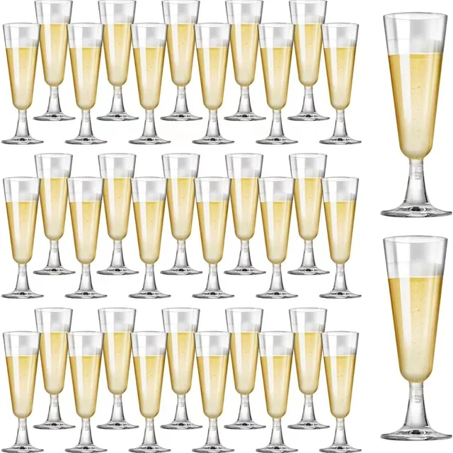 100 Pack Gold Glitter Plastic Champagne Flutes - Disposable Glasses For Parties Mimosa Bar Events Wedding And Shower Party Supplies Gold Glitter 100 Pack