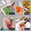 Borrence 2/3/5Pcs/Set Nylon Paint Brushes Oil Paint Brush Watercolor Paint Wooden Painting Brush Drawing Art Tools Supplies 5