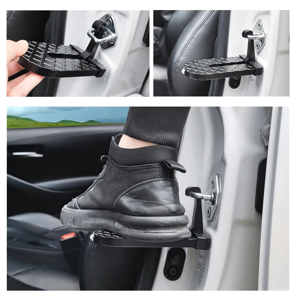 Foldable Aluminum Car Door Step with Multifunction Safety Hammer