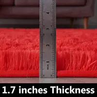 Tapis rouge rond pour chambre d'enfant, tapis en peluche ultra doux, salon moderne, tapis circulaire moelleux, décoration de noël pour chambre d'adolescent 4